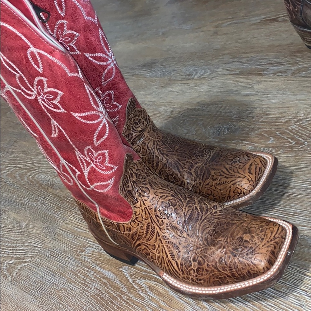 SOLD! Macie Bean Leather Square Toe Boots